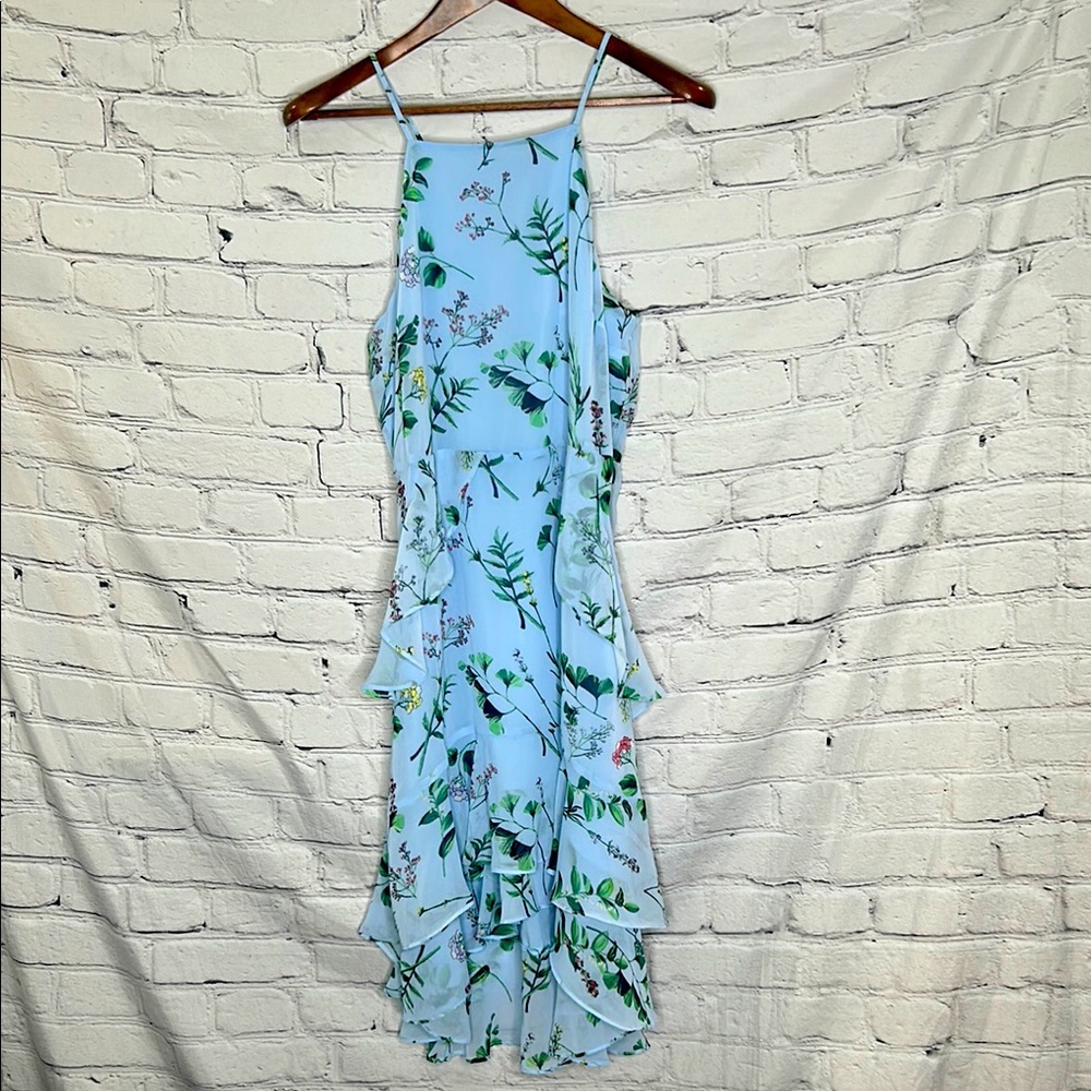 Banana Republic Blue Floral Print High Low Sleeveless Dress Size 10